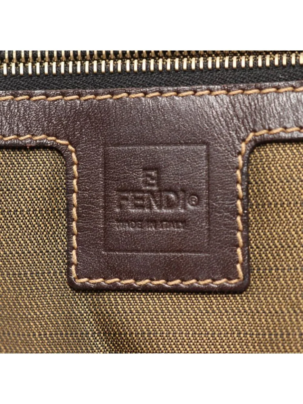 Fendi Tote Zucca Brown Black Canvas Leather